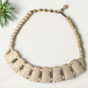 Vintage Carved Bone Necklace, 16" Long. Good Condition